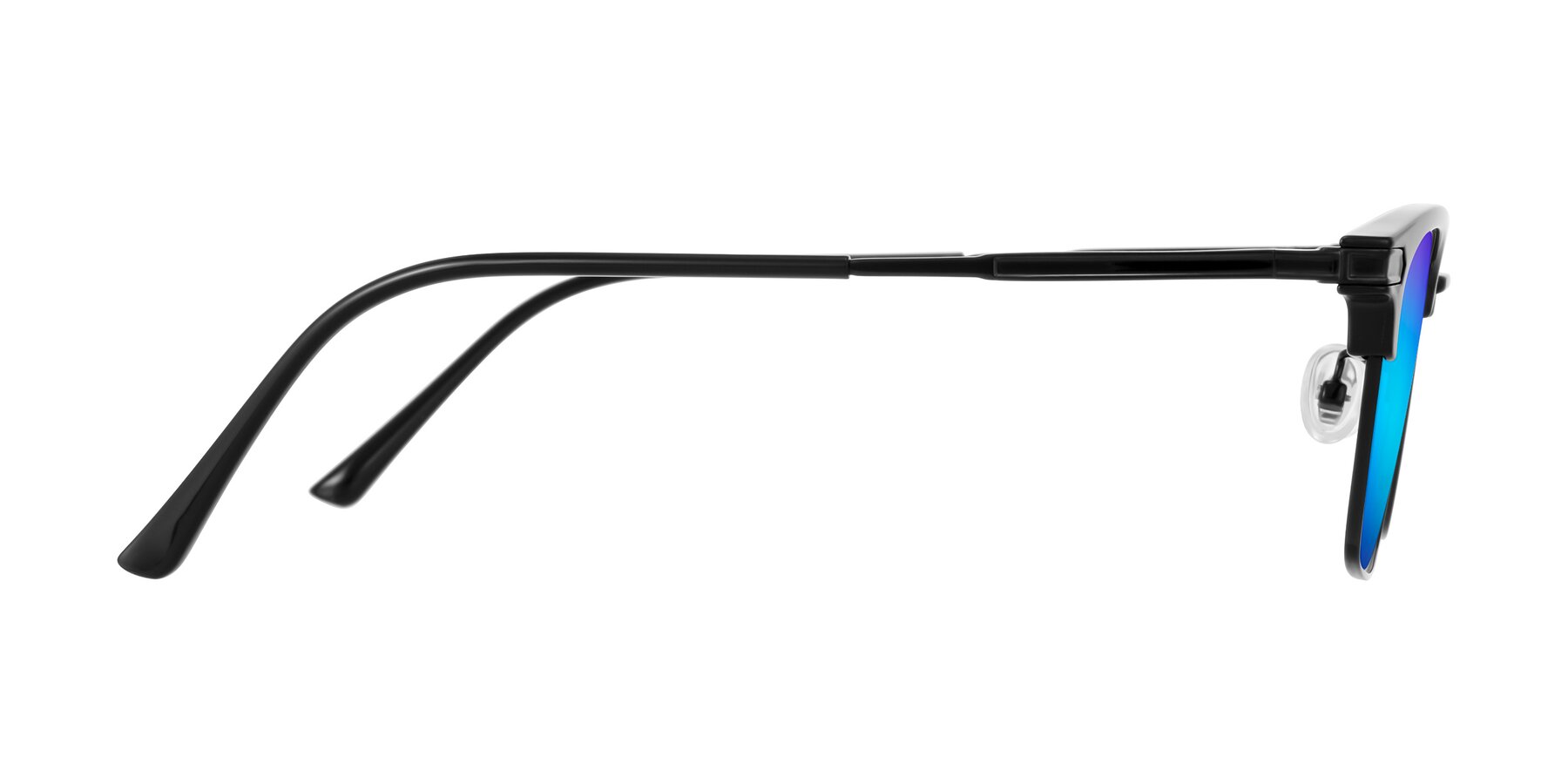 Side of Adsule in Black with Blue Mirrored Lenses
