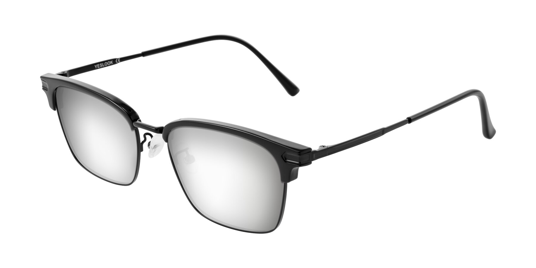 Angle of Adsule in Black with Silver Mirrored Lenses