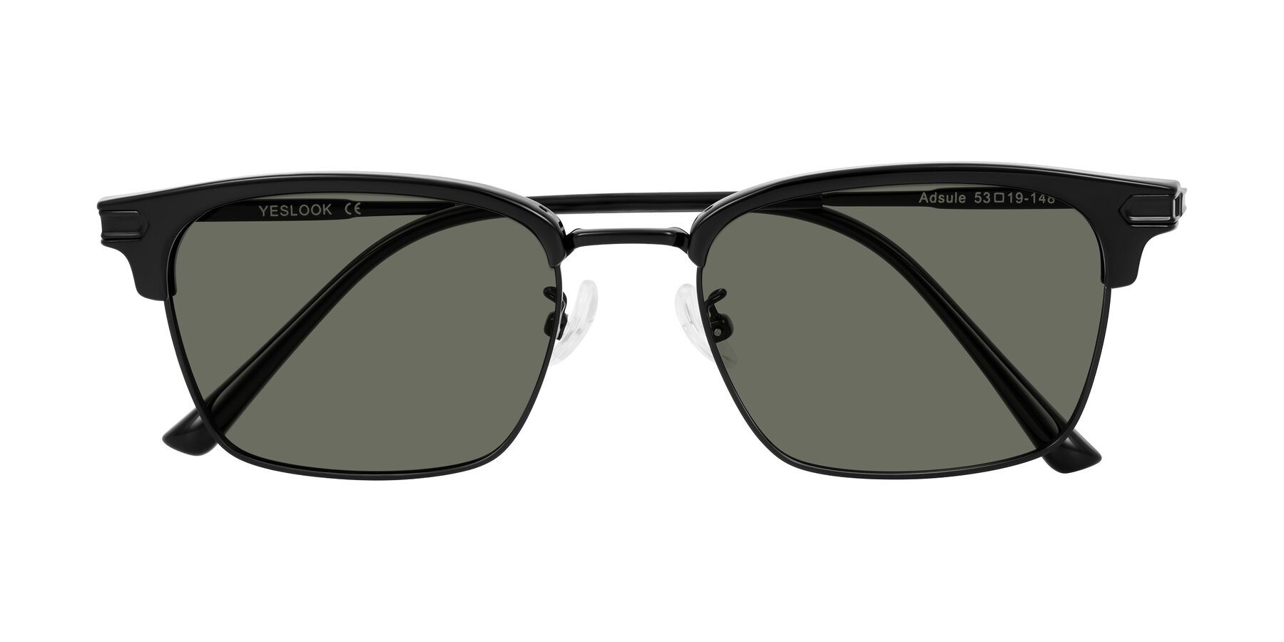 Folded Front of Adsule in Black with Gray Polarized Lenses