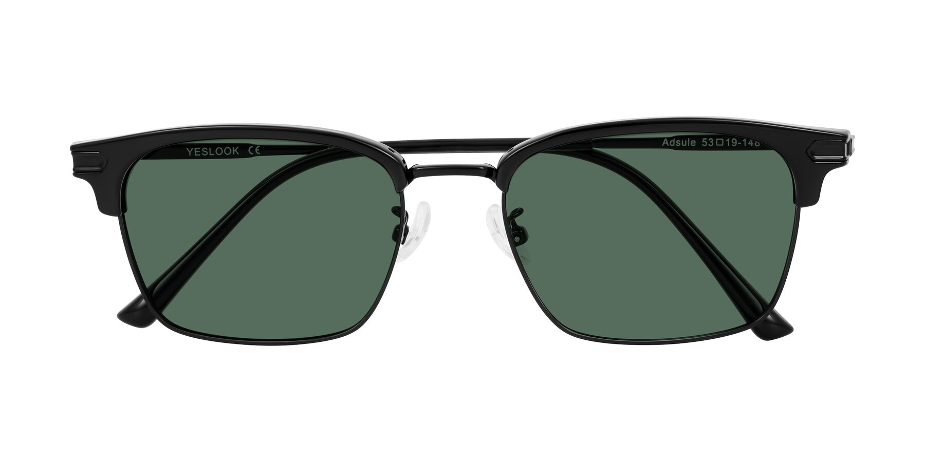 Folded Front of Adsule in Black with Green Polarized Lenses