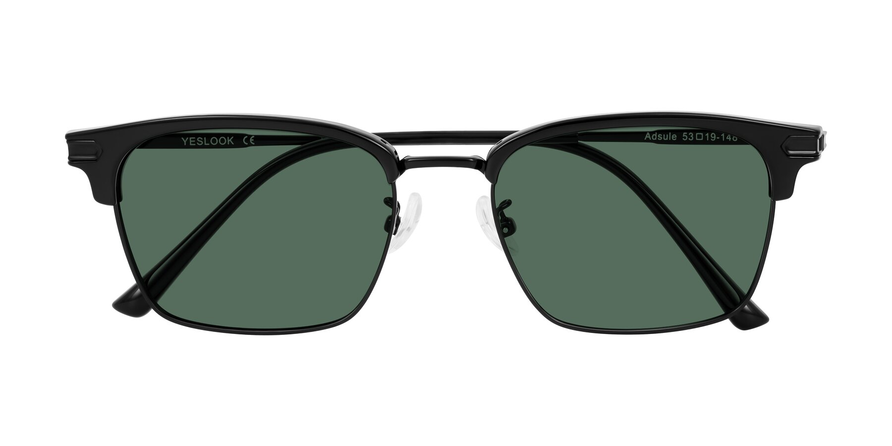 Folded Front of Adsule in Black with Green Polarized Lenses