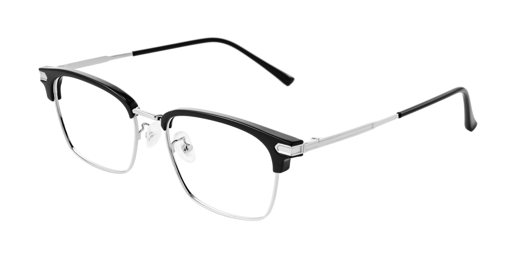 Angle of Adsule in Black/Silver with Clear Eyeglass Lenses