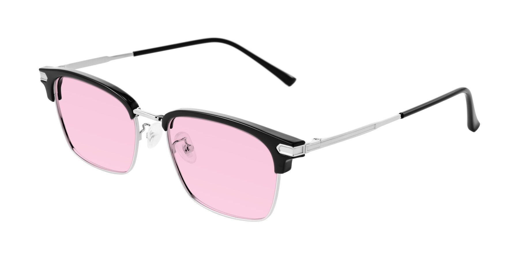 Angle of Adsule in Black/Silver with Light Pink Tinted Lenses
