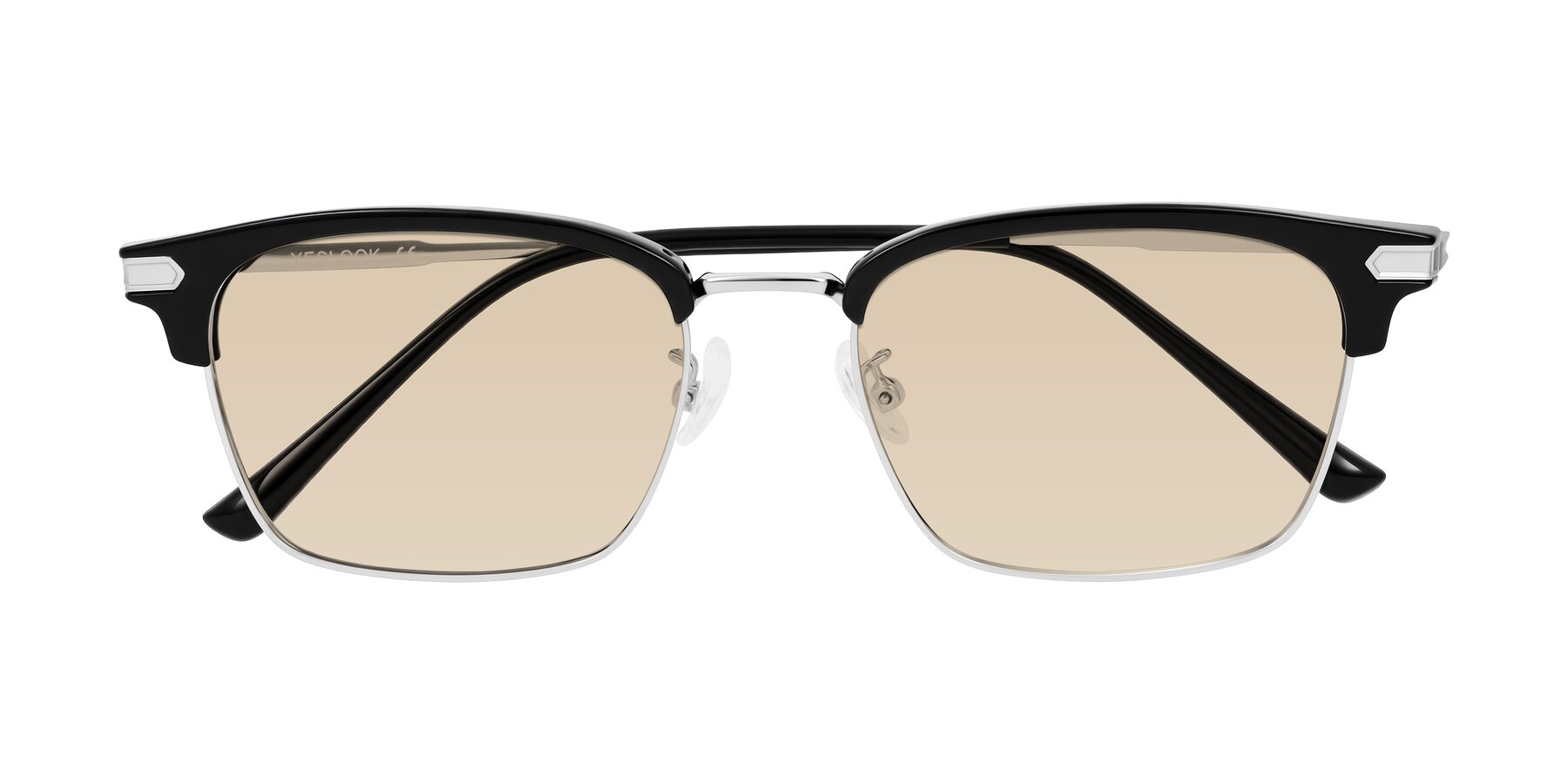 Folded Front of Adsule in Black/Silver with Light Brown Tinted Lenses