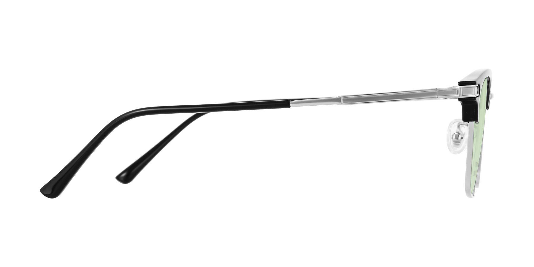 Side of Adsule in Black/Silver with Light Green Tinted Lenses