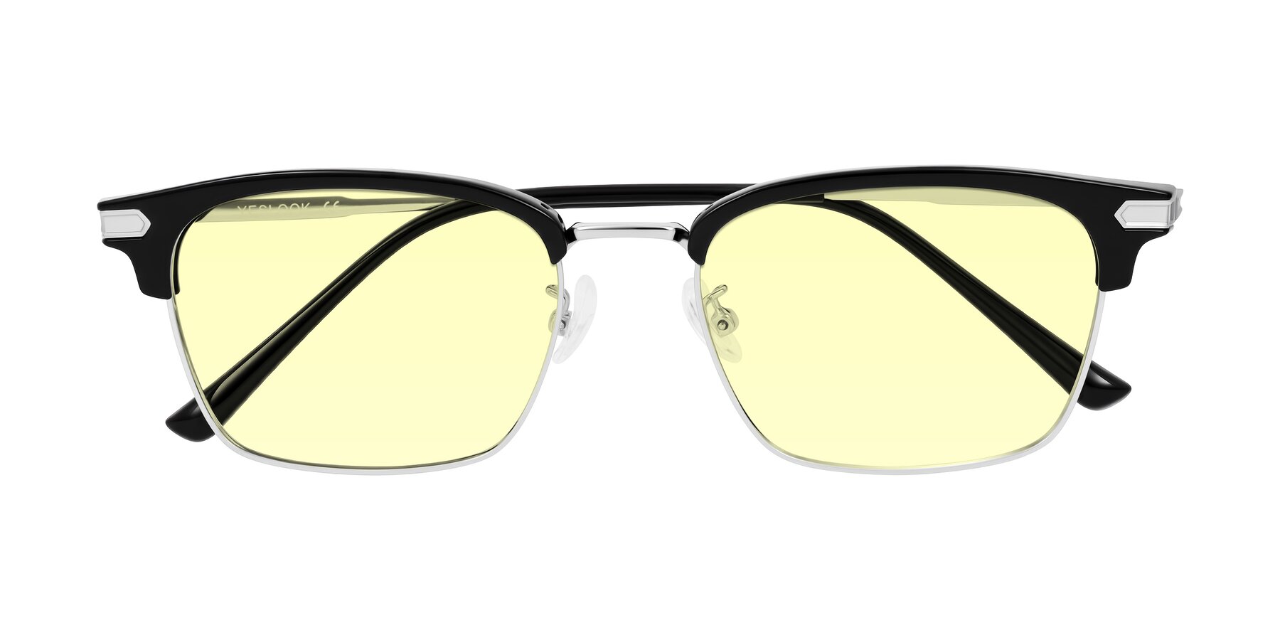 Folded Front of Adsule in Black/Silver with Light Yellow Tinted Lenses