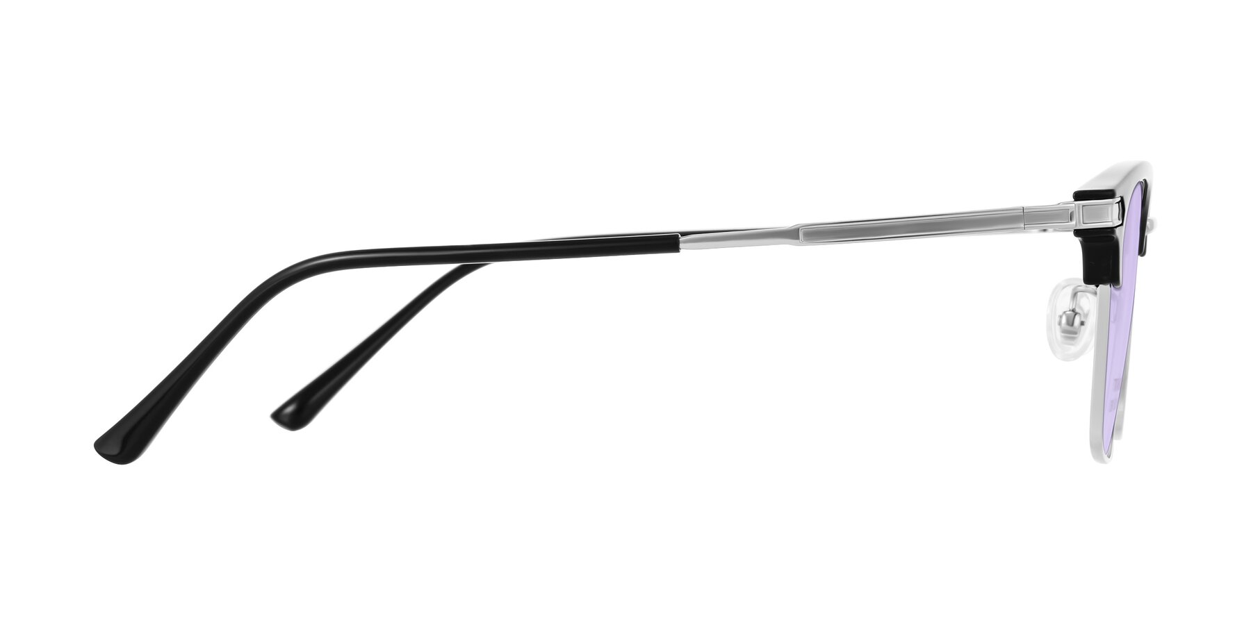 Side of Adsule in Black/Silver with Light Purple Tinted Lenses