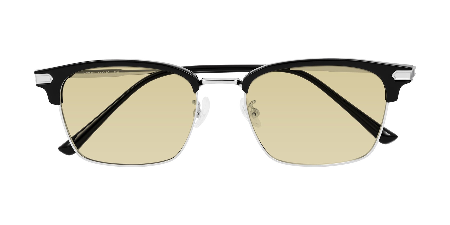Folded Front of Adsule in Black/Silver with Light Champagne Tinted Lenses