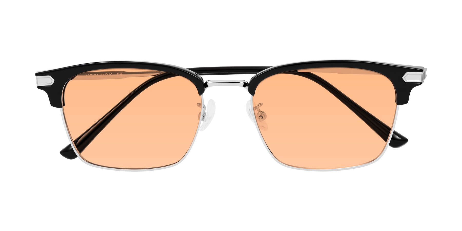 Folded Front of Adsule in Black/Silver with Light Orange Tinted Lenses