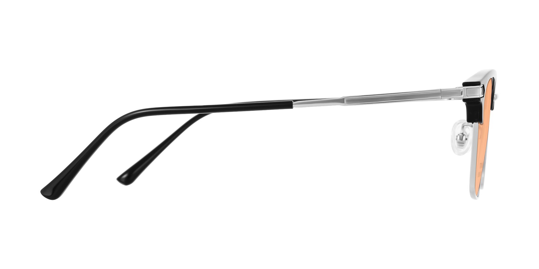 Side of Adsule in Black/Silver with Light Orange Tinted Lenses