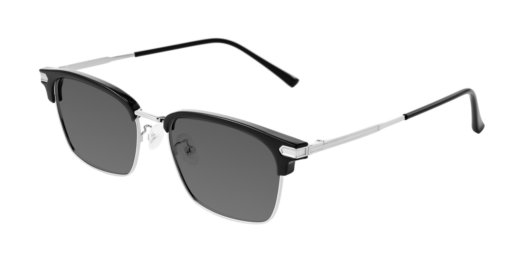 Angle of Adsule in Black/Silver with Medium Gray Tinted Lenses