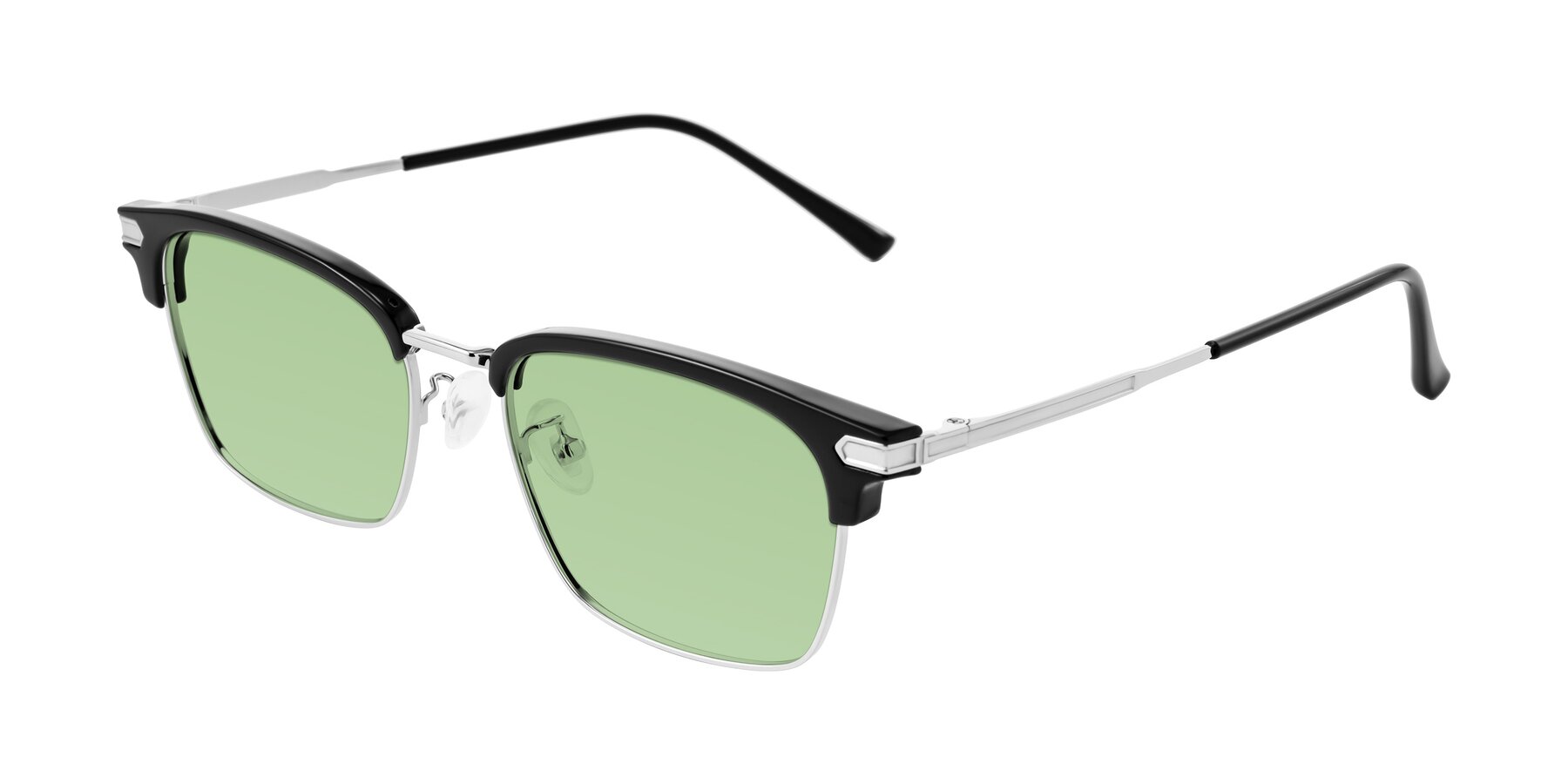 Angle of Adsule in Black/Silver with Medium Green Tinted Lenses