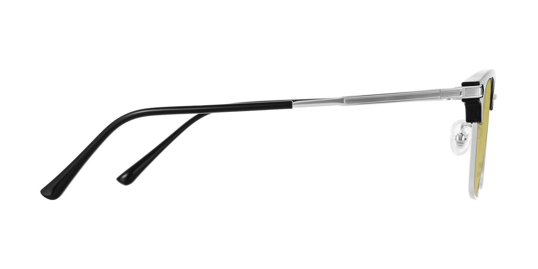 Side of Adsule in Black/Silver with Medium Champagne Tinted Lenses