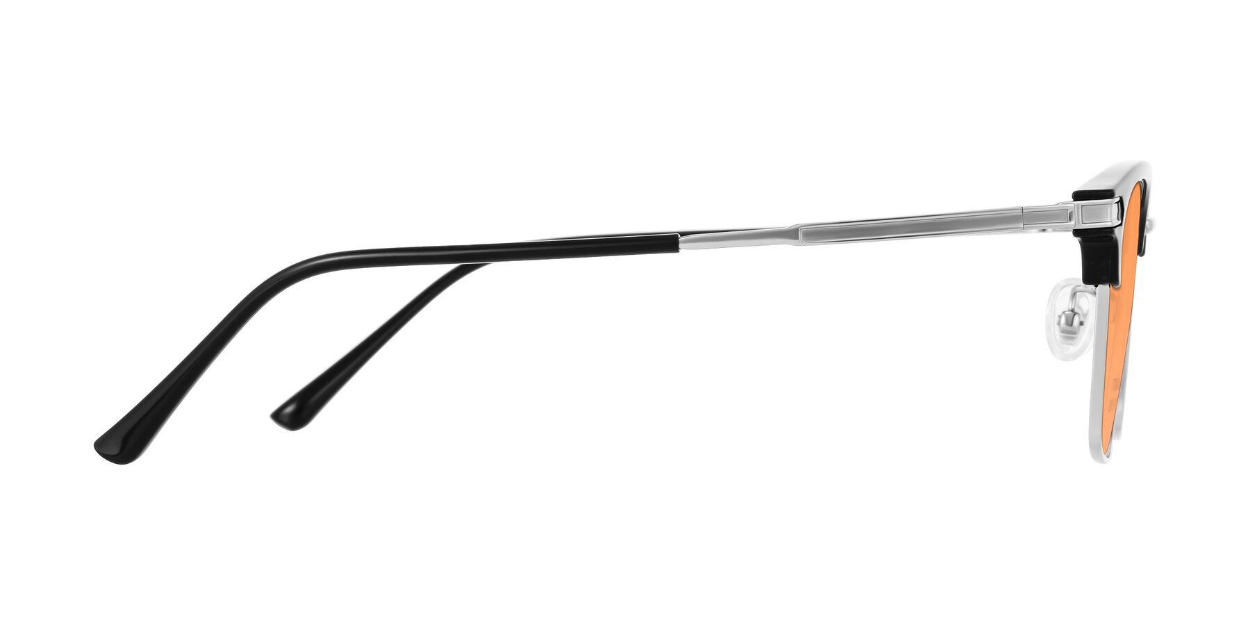 Side of Adsule in Black/Silver with Medium Orange Tinted Lenses