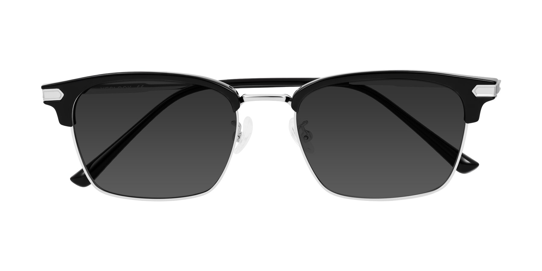 Folded Front of Adsule in Black/Silver with Gray Tinted Lenses