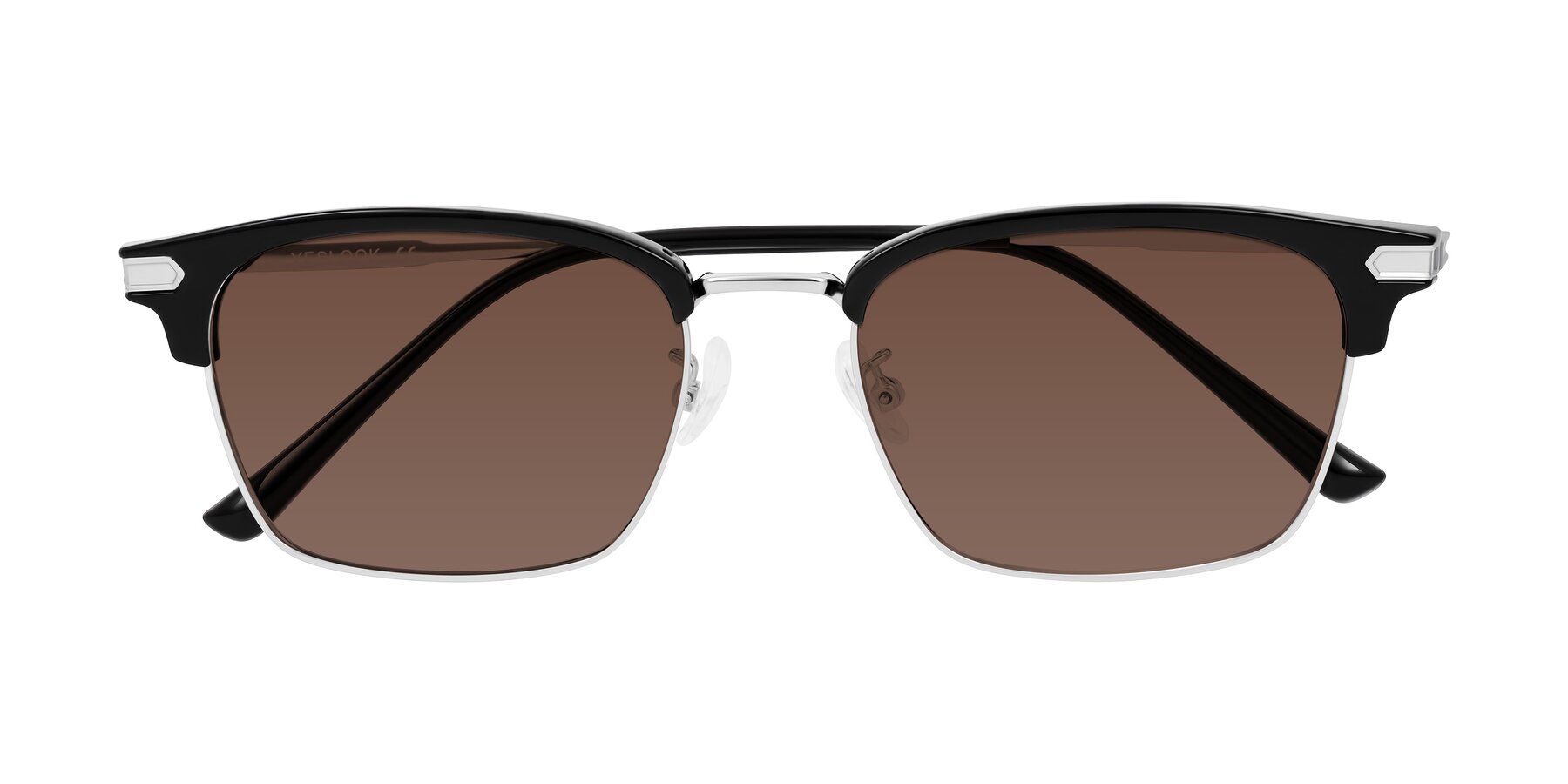 Folded Front of Adsule in Black/Silver with Brown Tinted Lenses