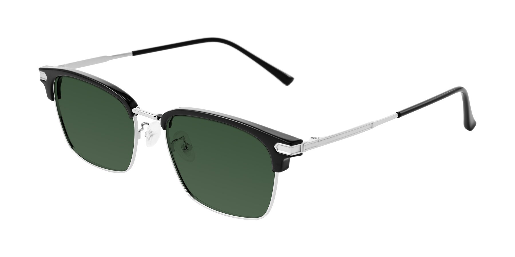 Angle of Adsule in Black/Silver with Green Tinted Lenses