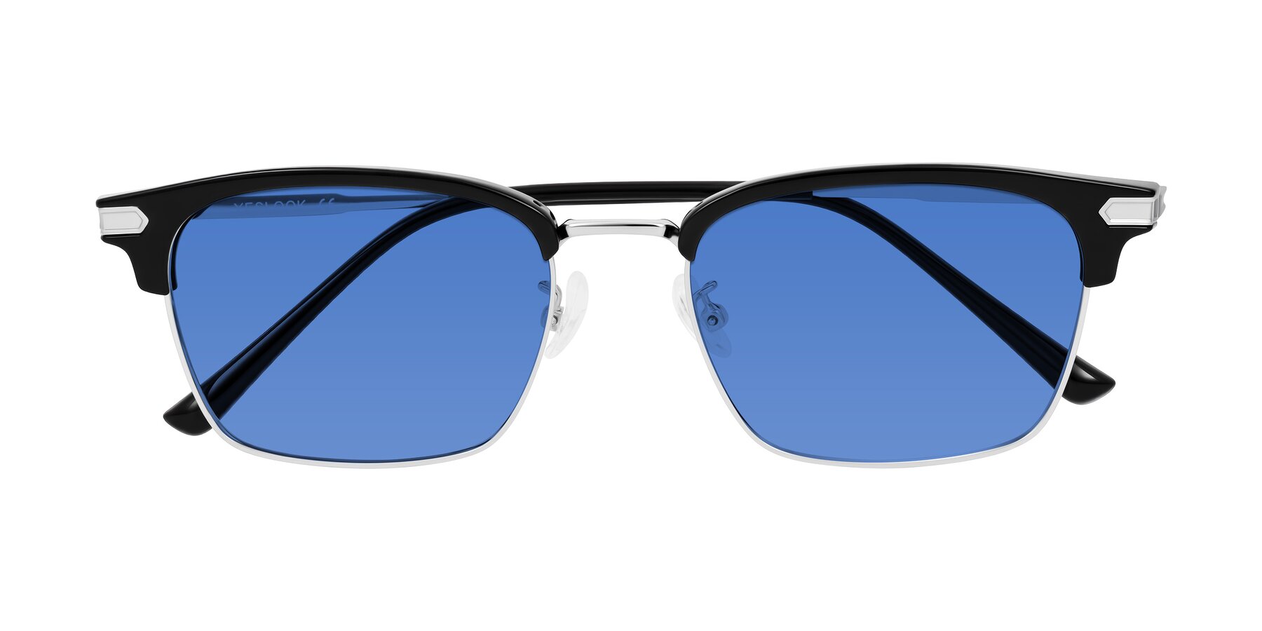 Folded Front of Adsule in Black/Silver with Blue Tinted Lenses