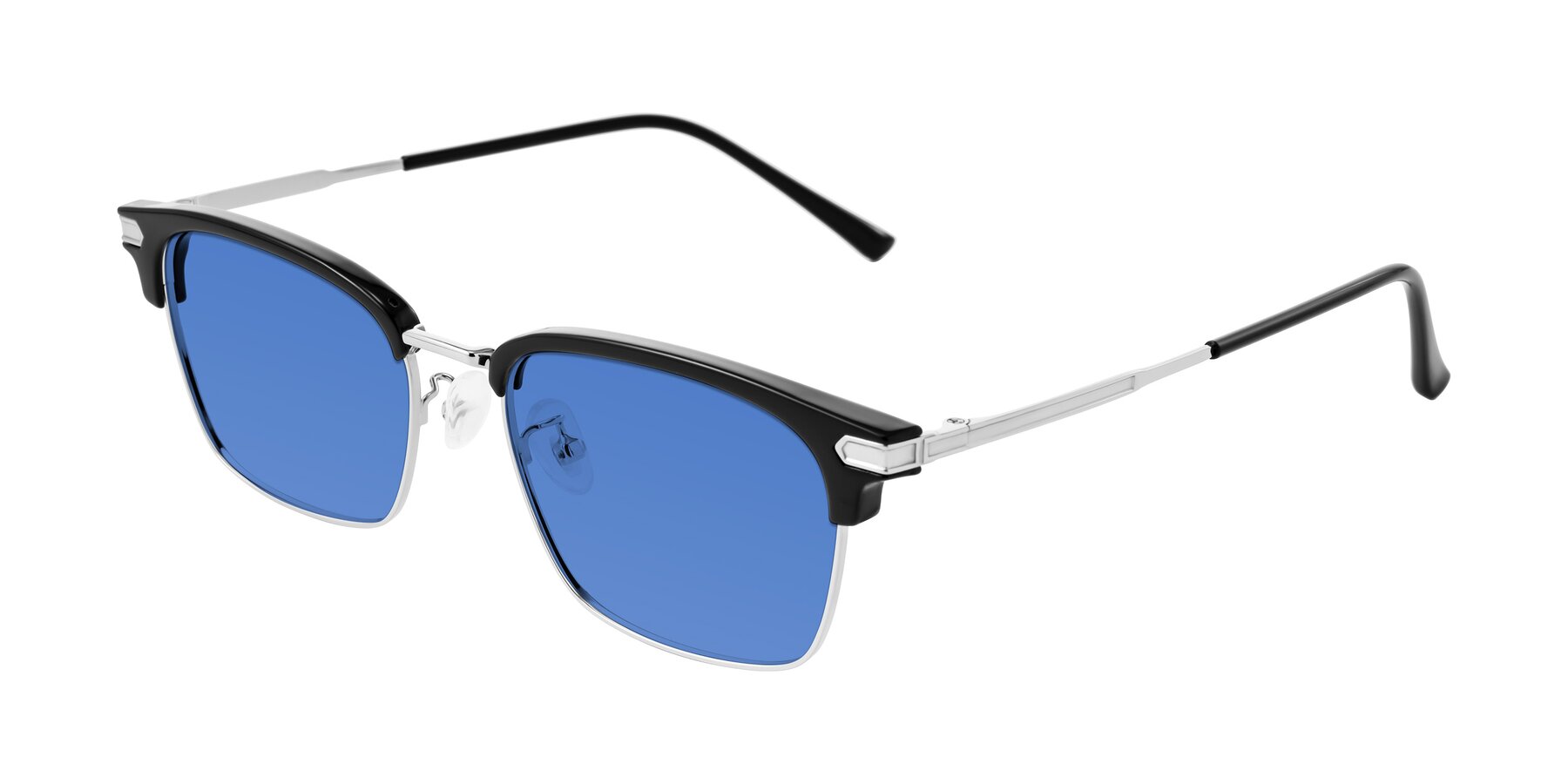Angle of Adsule in Black/Silver with Blue Tinted Lenses