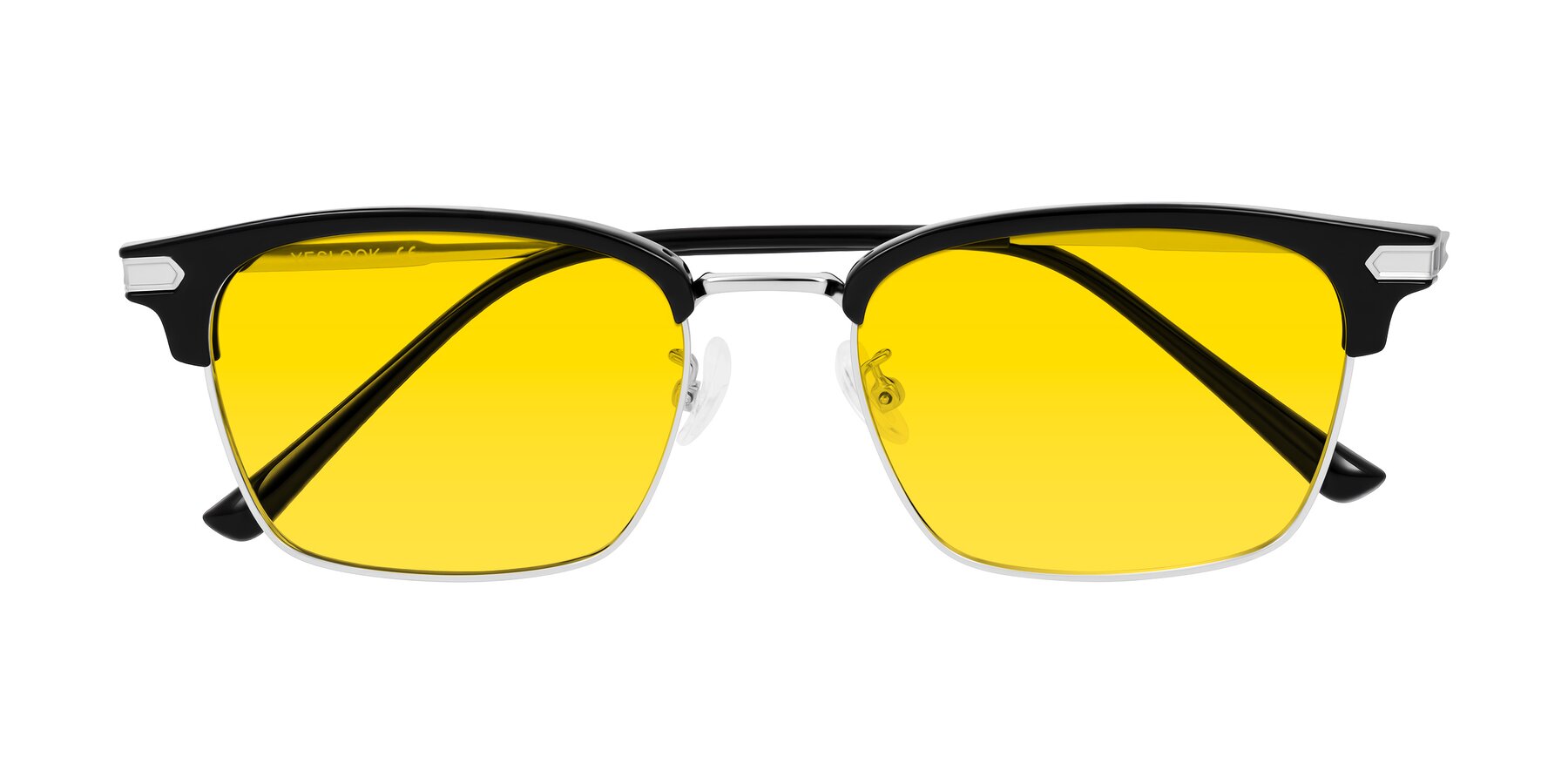 Folded Front of Adsule in Black/Silver with Yellow Tinted Lenses