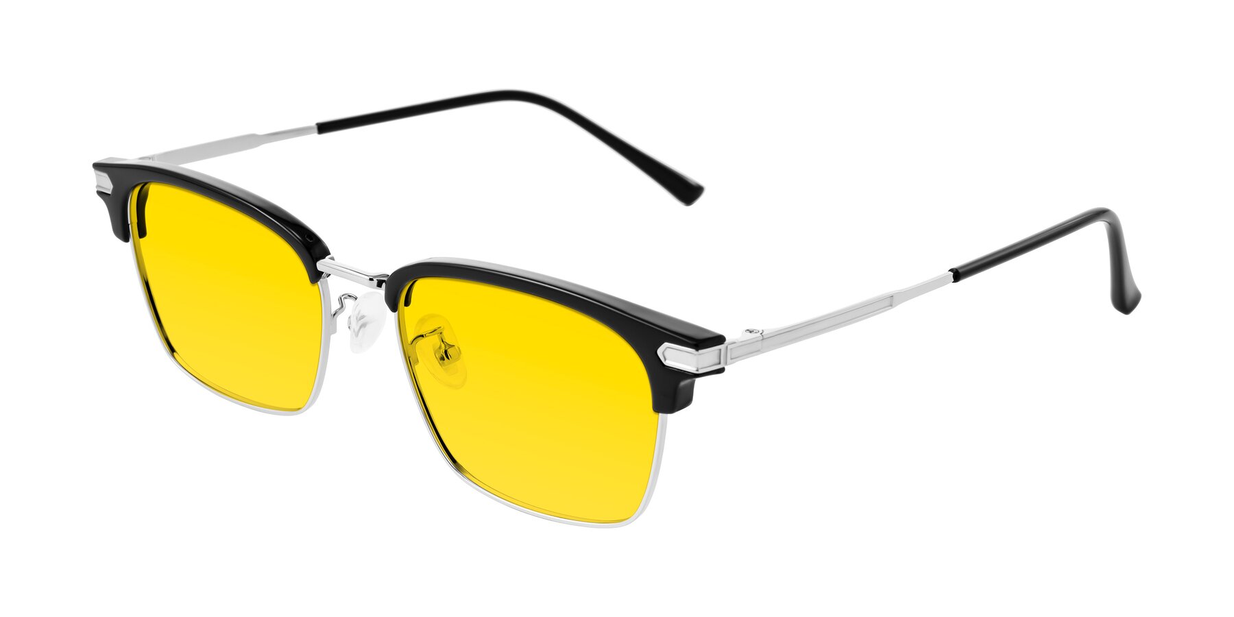 Angle of Adsule in Black/Silver with Yellow Tinted Lenses
