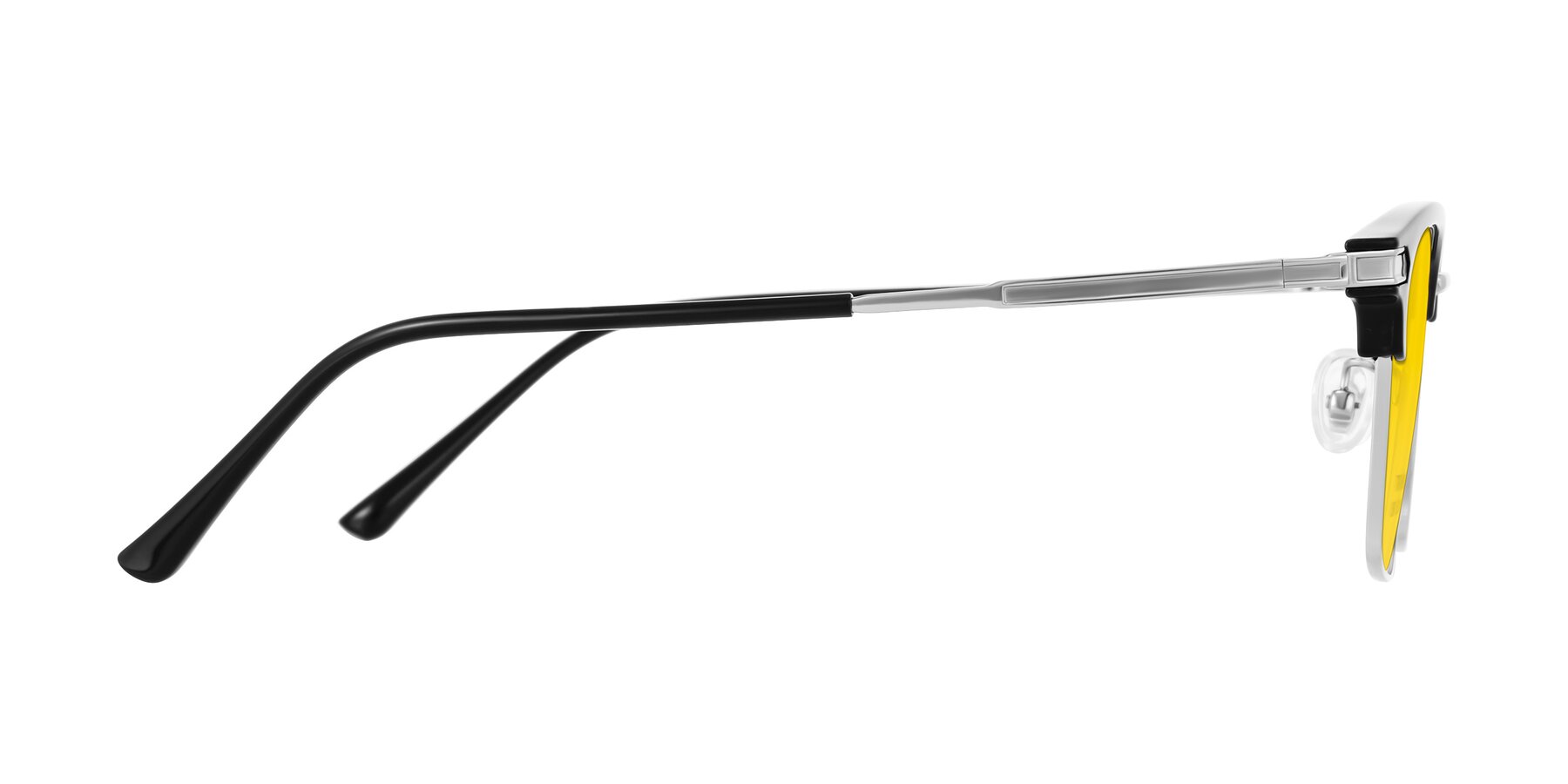Side of Adsule in Black/Silver with Yellow Tinted Lenses