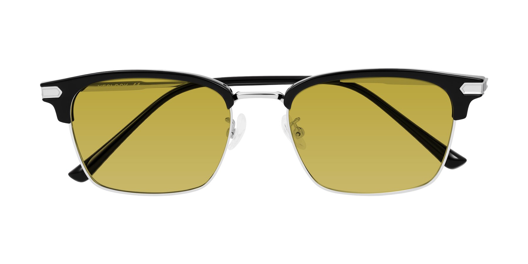 Folded Front of Adsule in Black/Silver with Champagne Tinted Lenses