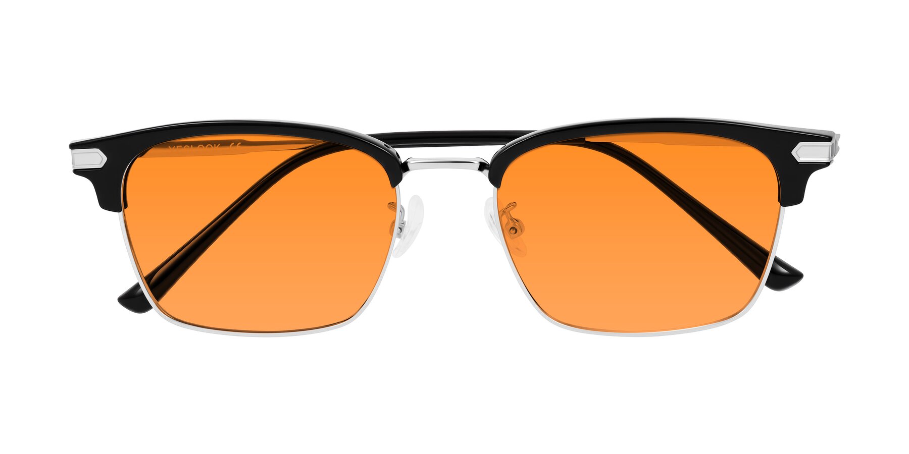 Folded Front of Adsule in Black/Silver with Orange Tinted Lenses