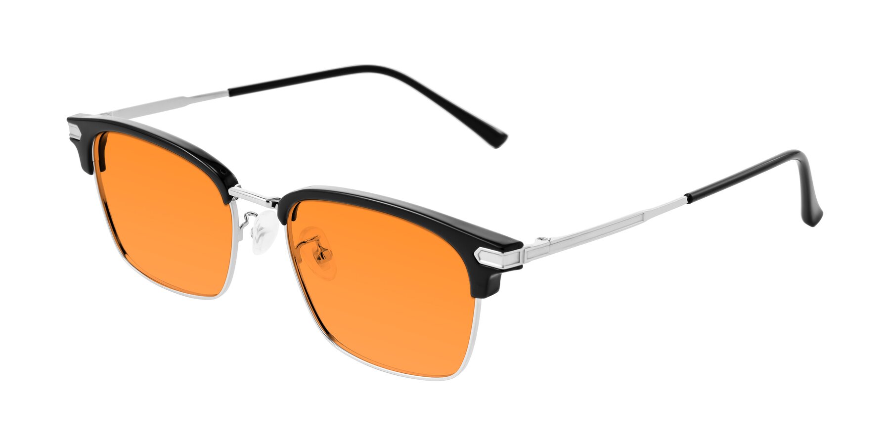 Angle of Adsule in Black/Silver with Orange Tinted Lenses