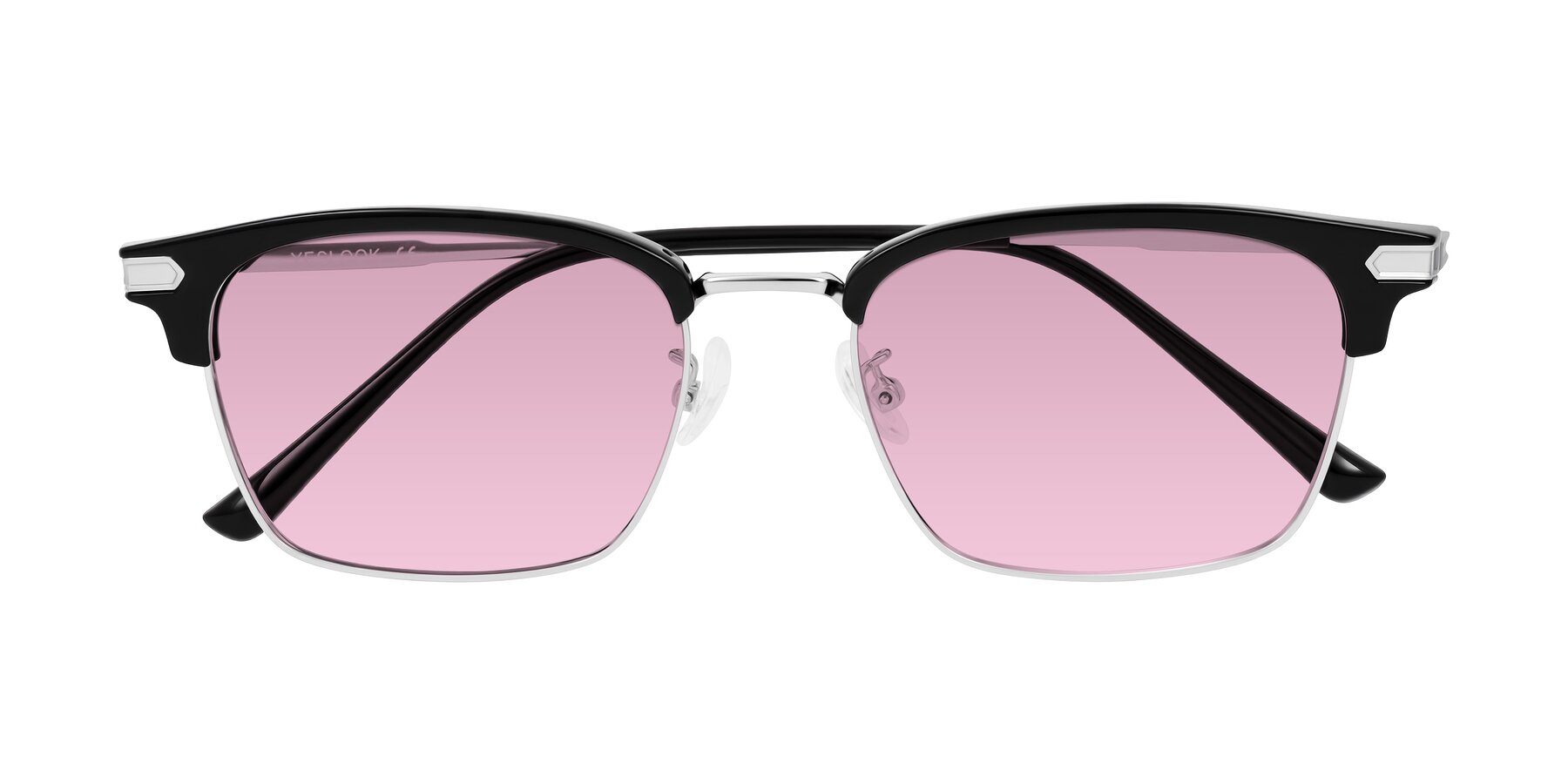 Folded Front of Adsule in Black/Silver with Light Wine Tinted Lenses