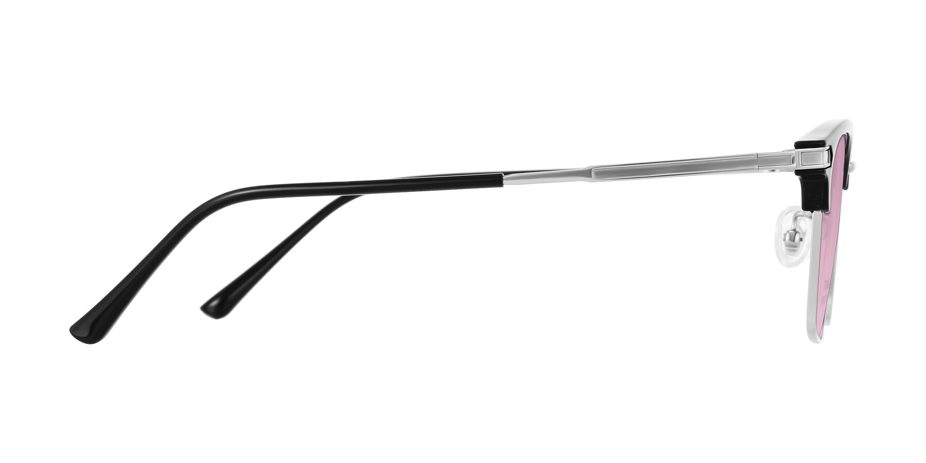 Side of Adsule in Black/Silver with Light Wine Tinted Lenses