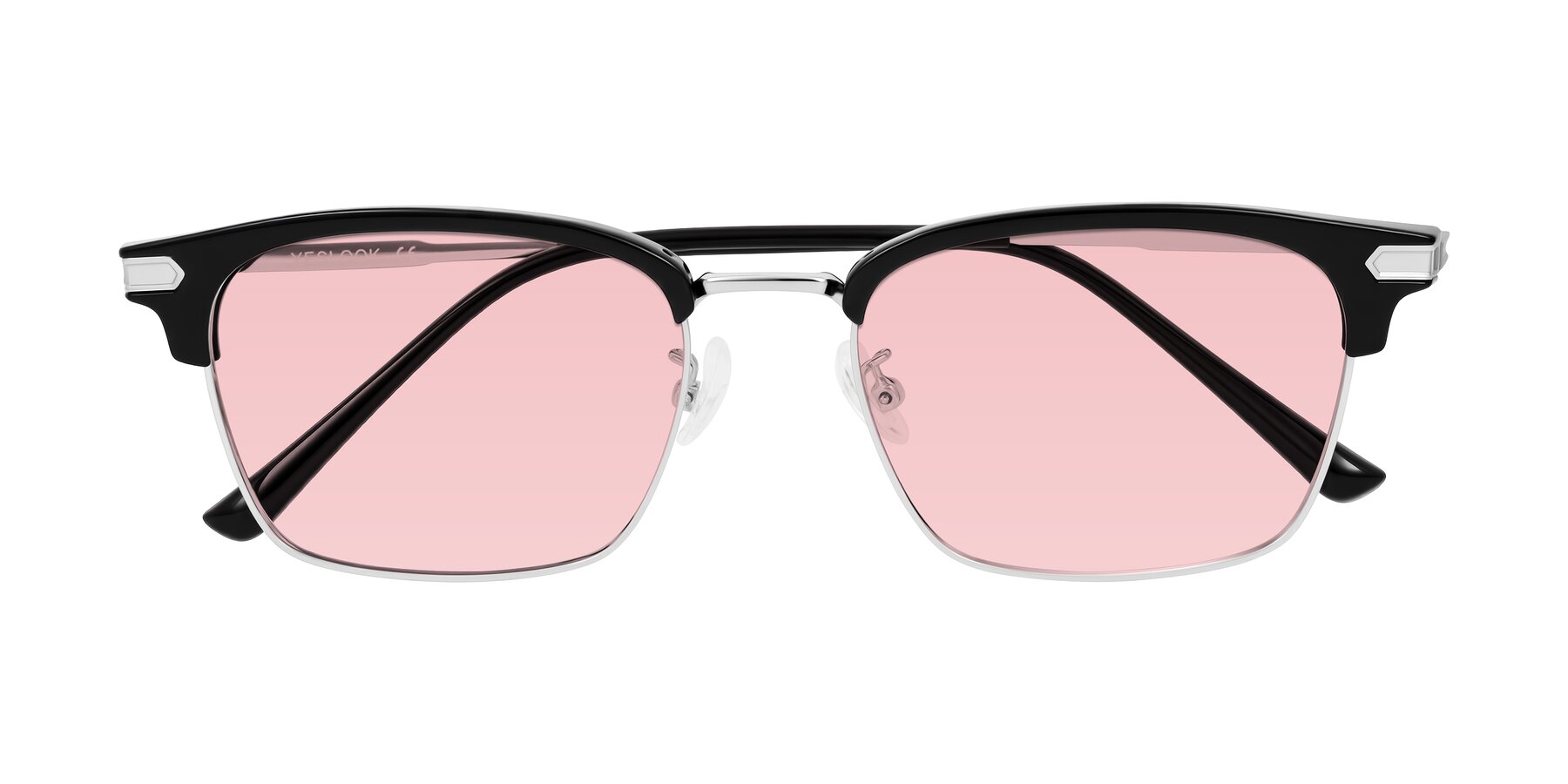 Folded Front of Adsule in Black/Silver with Light Garnet Tinted Lenses