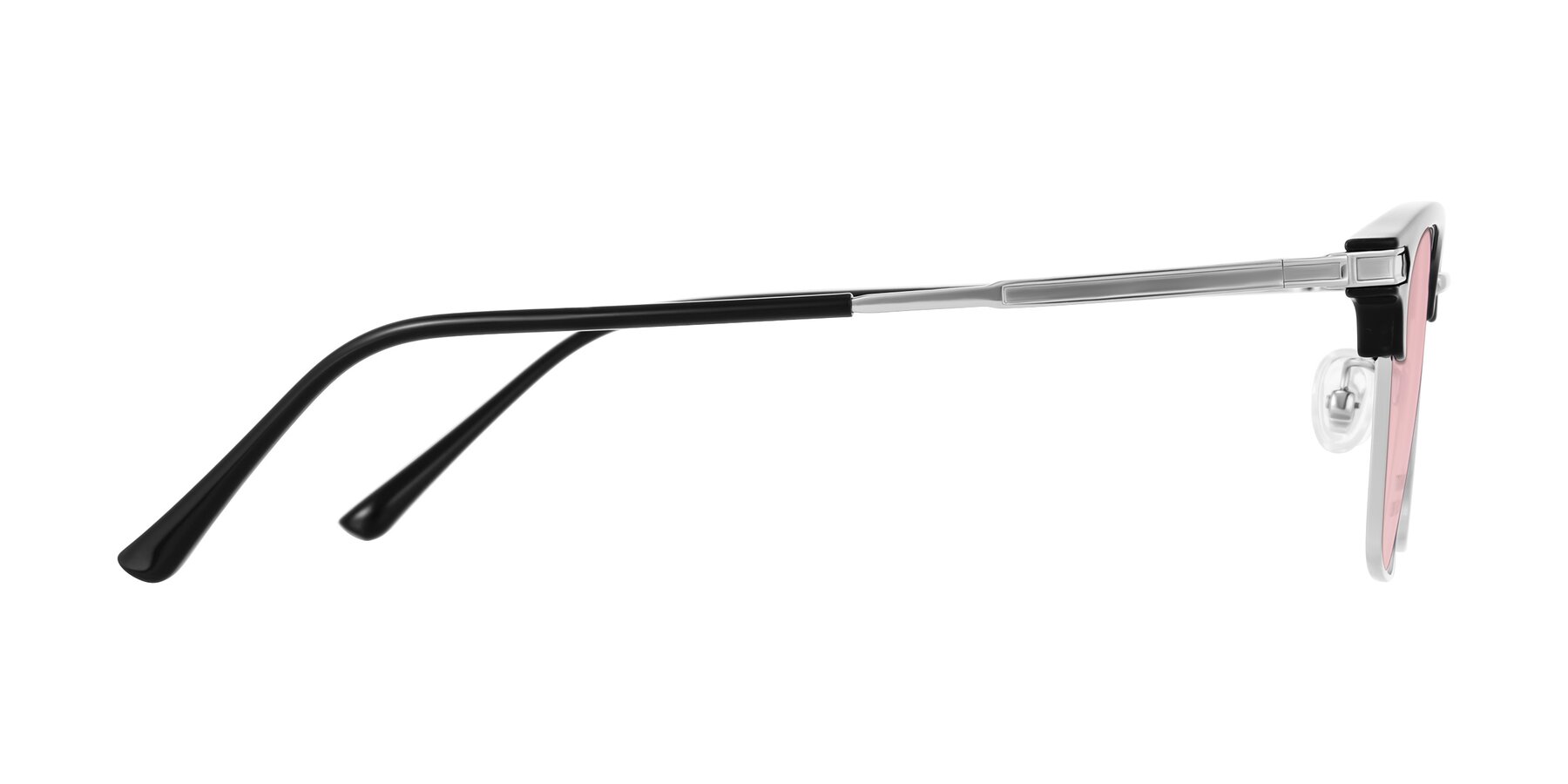 Side of Adsule in Black/Silver with Light Garnet Tinted Lenses