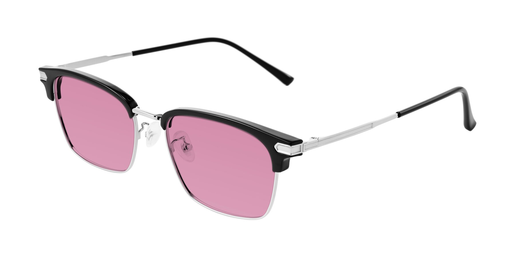 Angle of Adsule in Black/Silver with Medium Wine Tinted Lenses