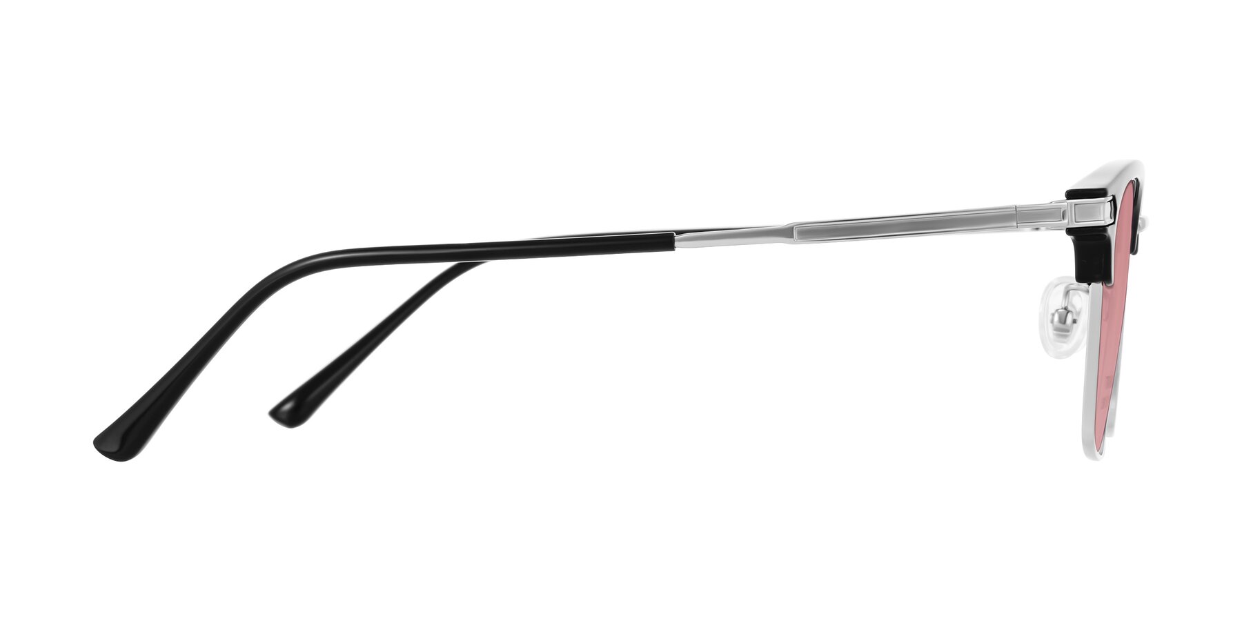 Side of Adsule in Black/Silver with Medium Garnet Tinted Lenses