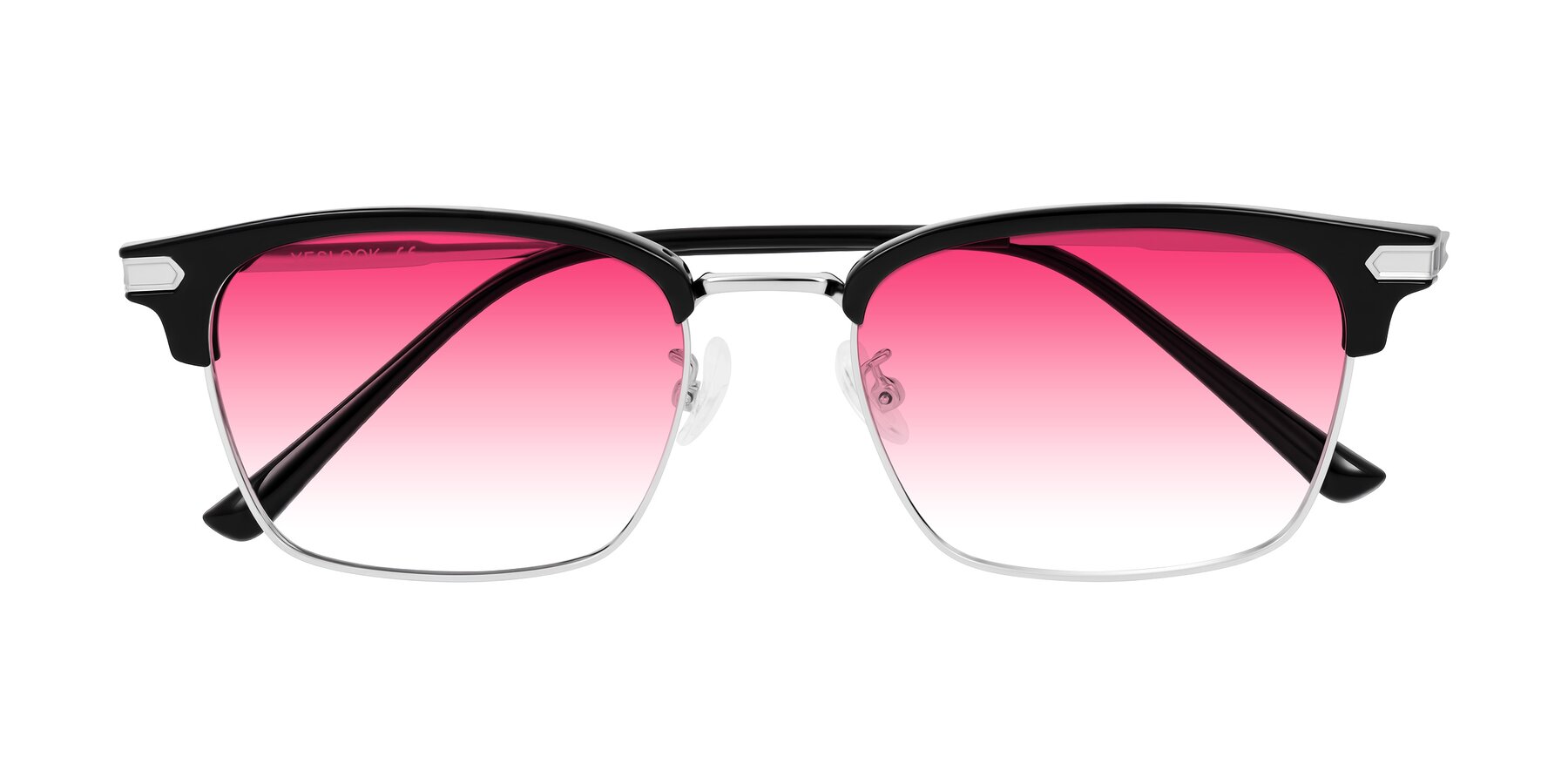 Folded Front of Adsule in Black/Silver with Pink Gradient Lenses
