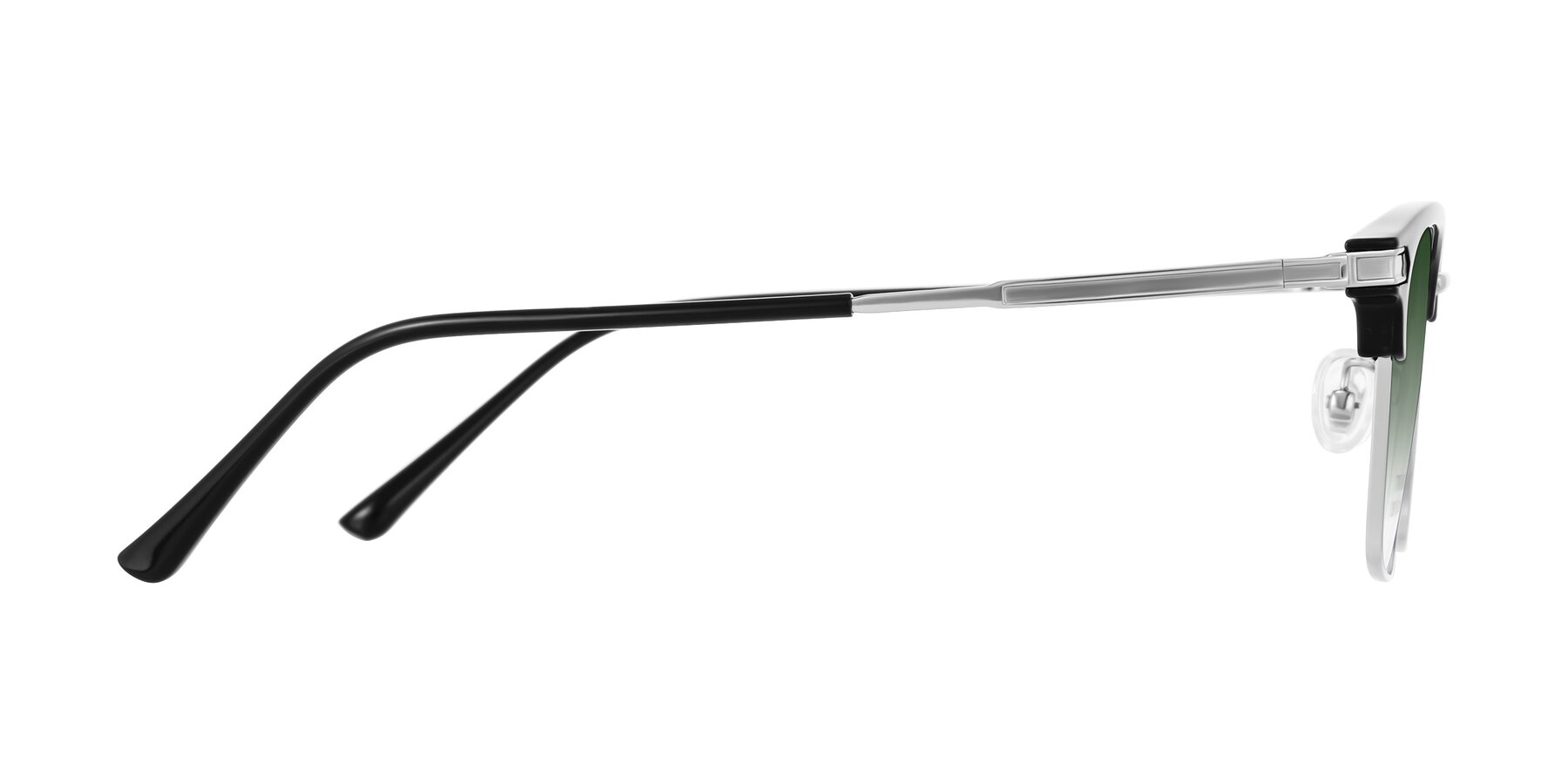 Side of Adsule in Black/Silver with Green Gradient Lenses