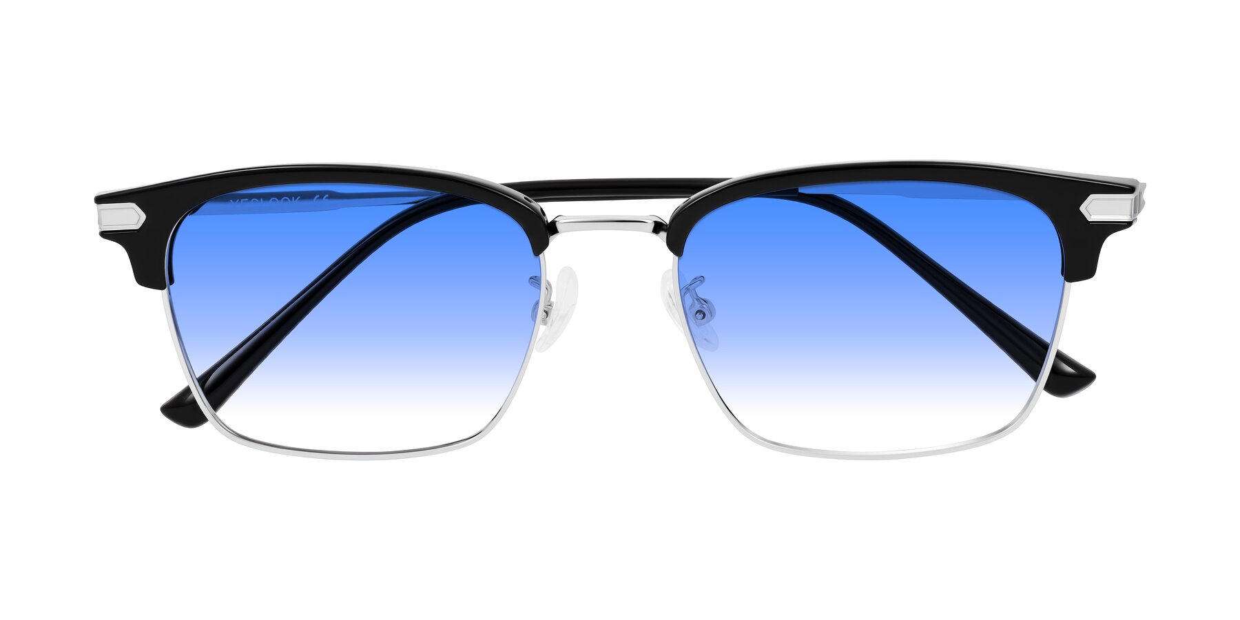 Folded Front of Adsule in Black/Silver with Blue Gradient Lenses