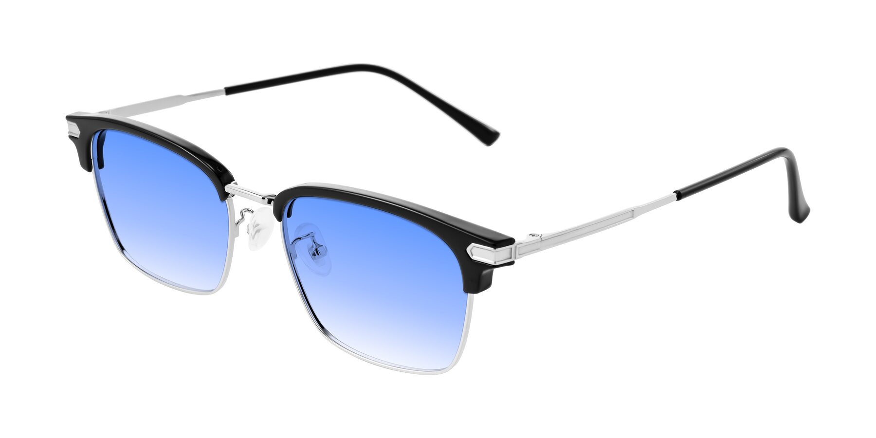 Angle of Adsule in Black/Silver with Blue Gradient Lenses