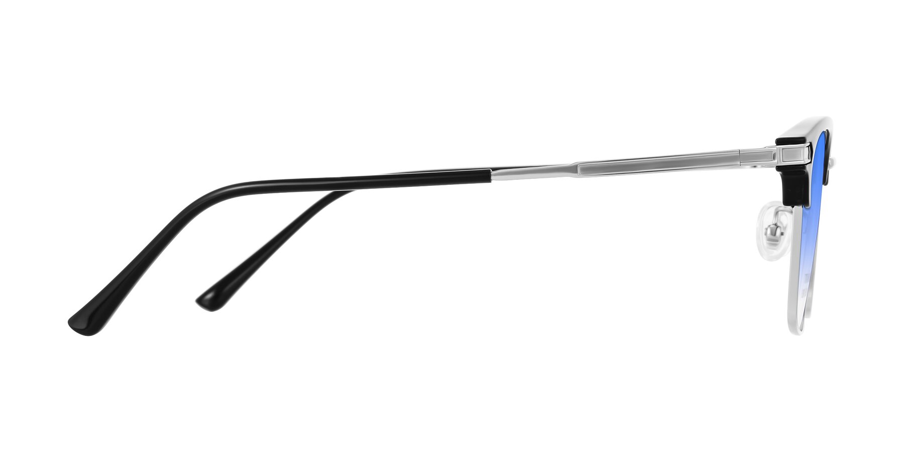 Side of Adsule in Black/Silver with Blue Gradient Lenses