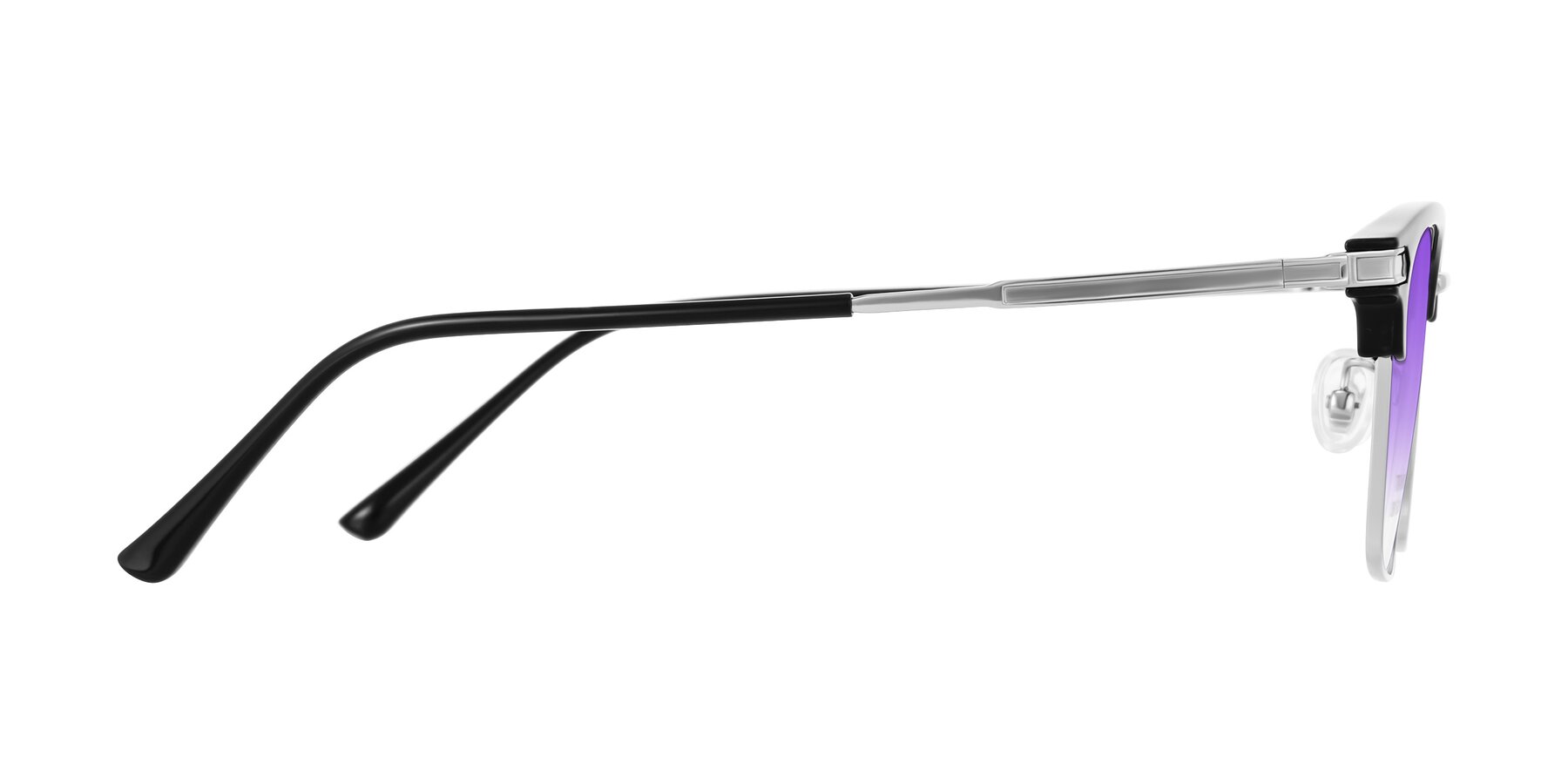 Side of Adsule in Black/Silver with Purple Gradient Lenses