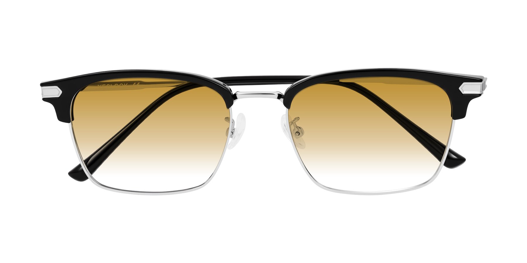 Folded Front of Adsule in Black/Silver with Champagne Gradient Lenses