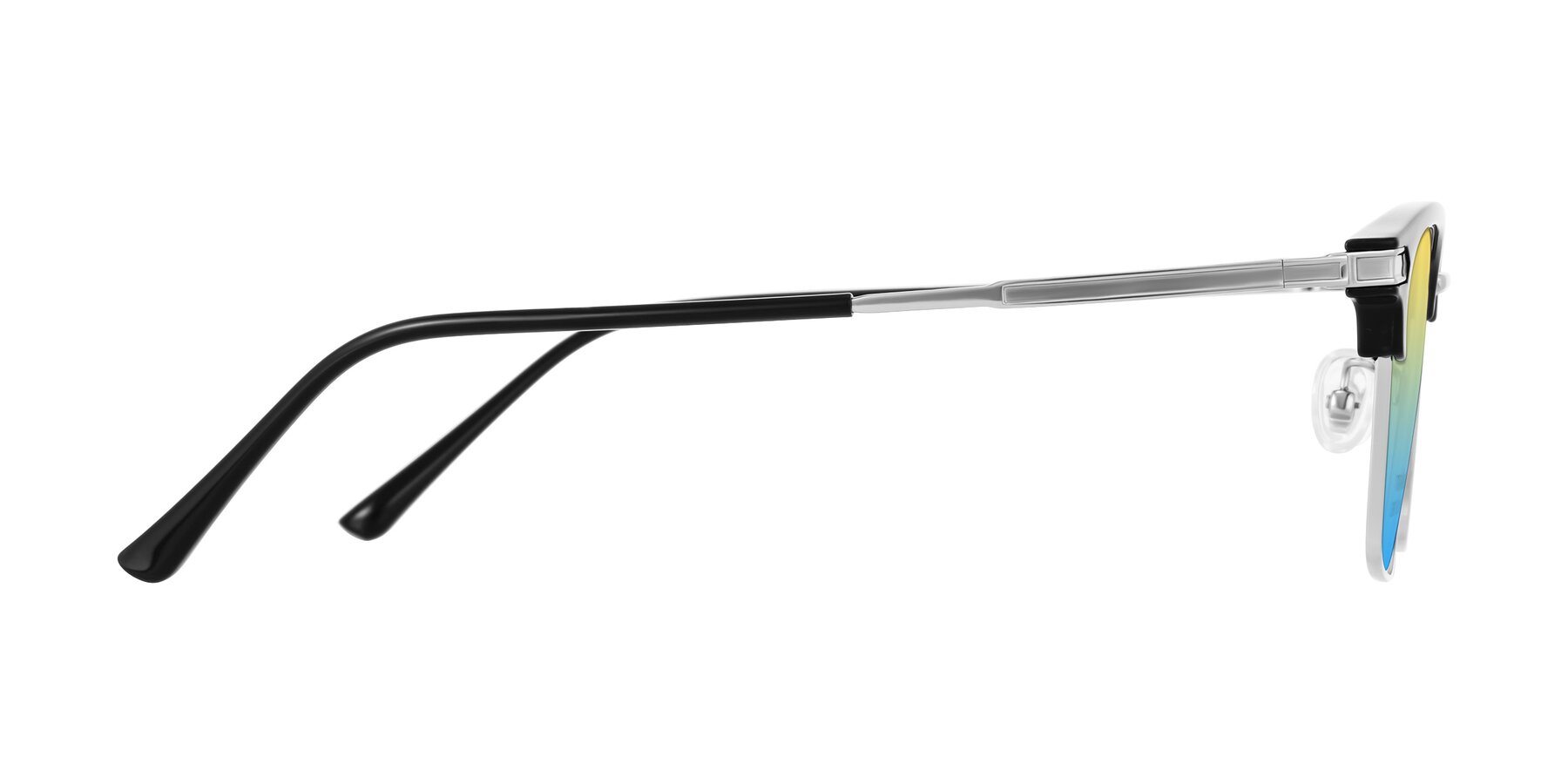 Side of Adsule in Black/Silver with Yellow / Blue Gradient Lenses