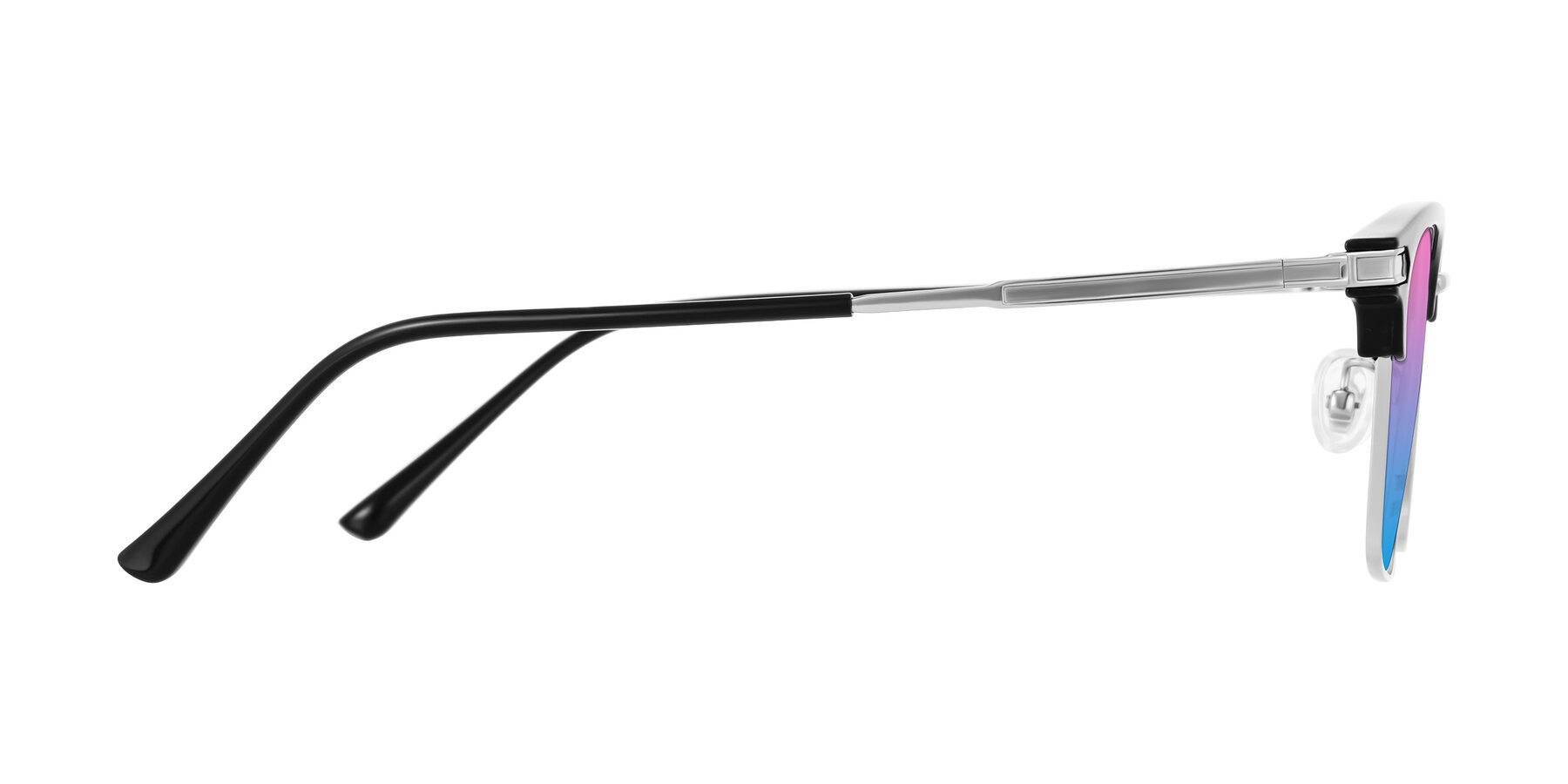 Side of Adsule in Black/Silver with Pink / Blue Gradient Lenses