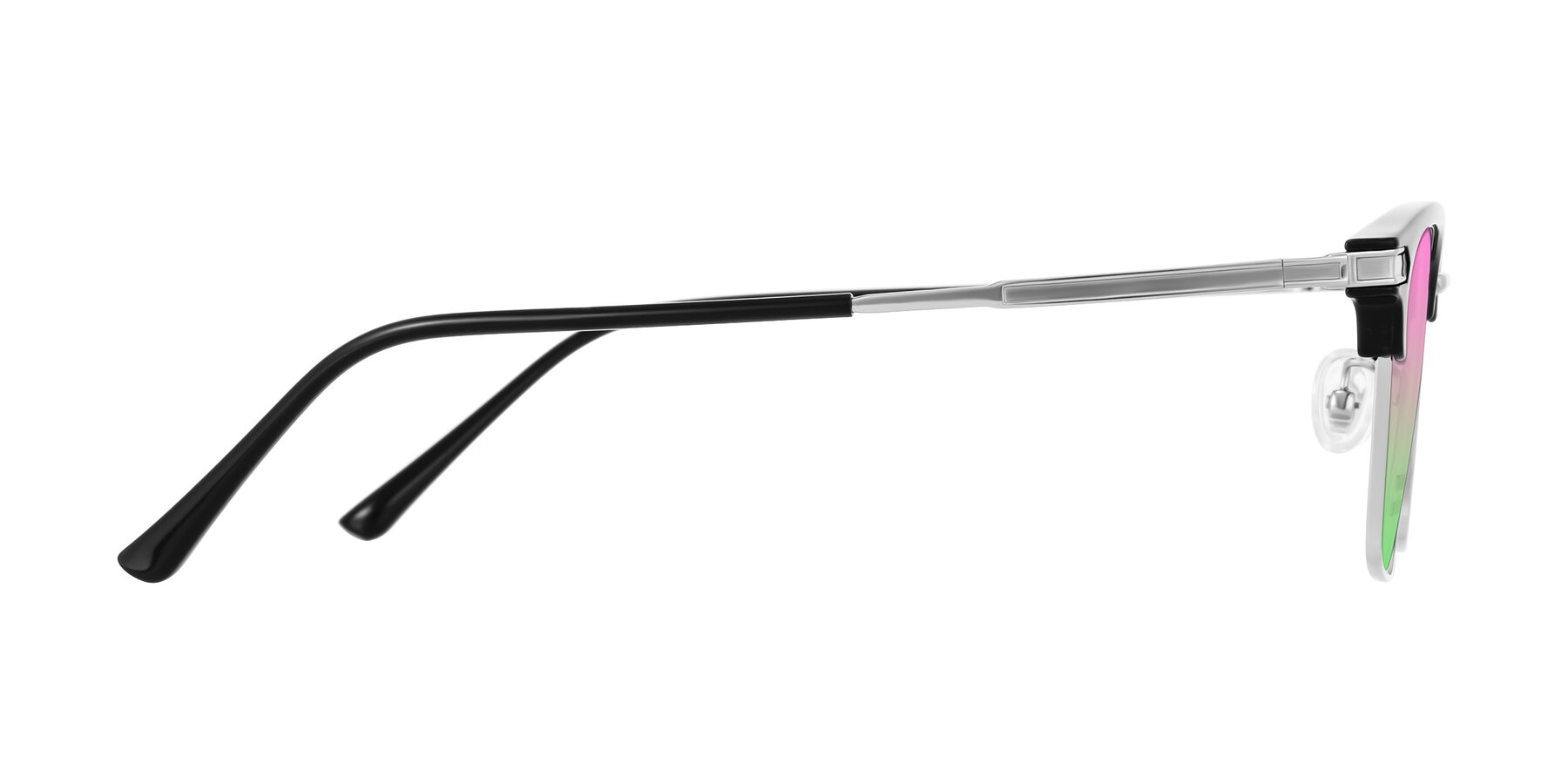 Side of Adsule in Black/Silver with Pink / Green Gradient Lenses