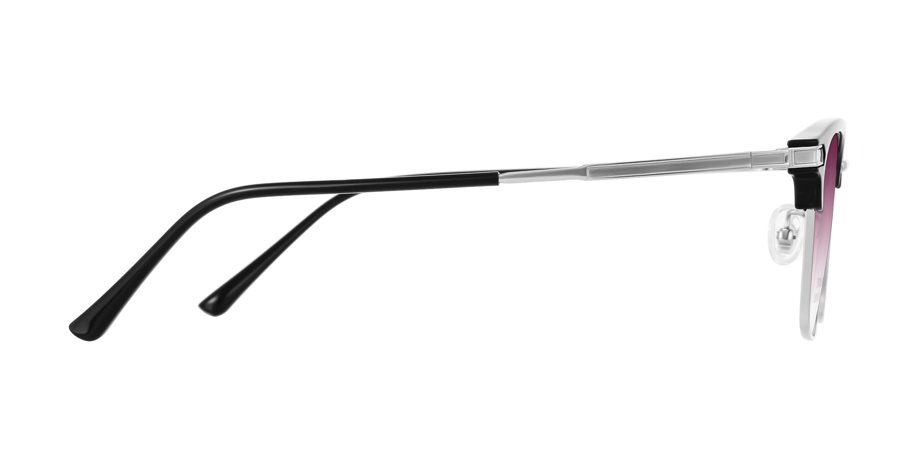 Side of Adsule in Black/Silver with Wine Gradient Lenses