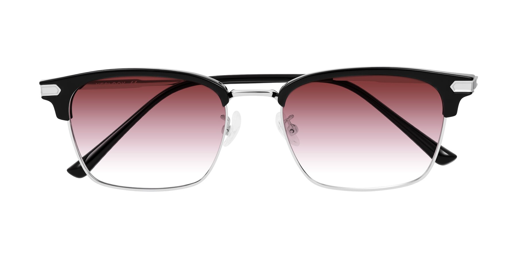 Folded Front of Adsule in Black/Silver with Garnet Gradient Lenses