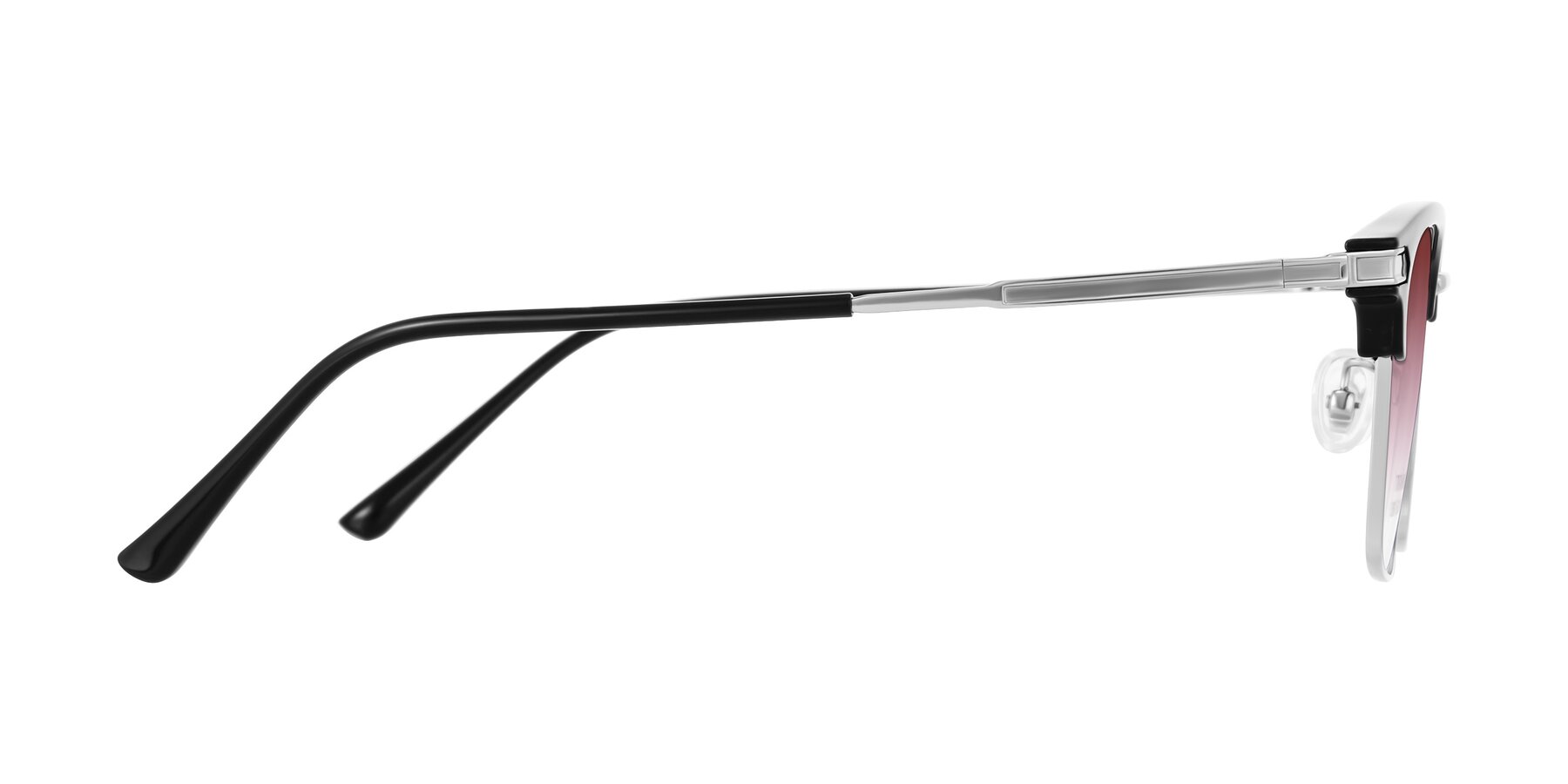 Side of Adsule in Black/Silver with Garnet Gradient Lenses