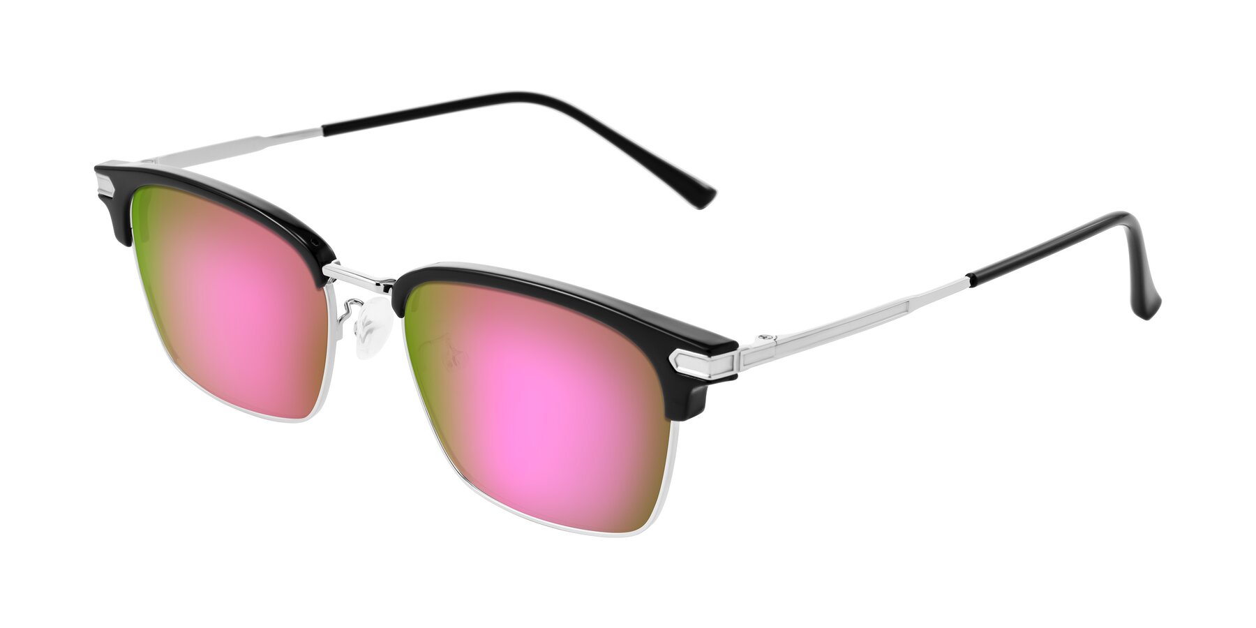 Angle of Adsule in Black/Silver with Pink Mirrored Lenses