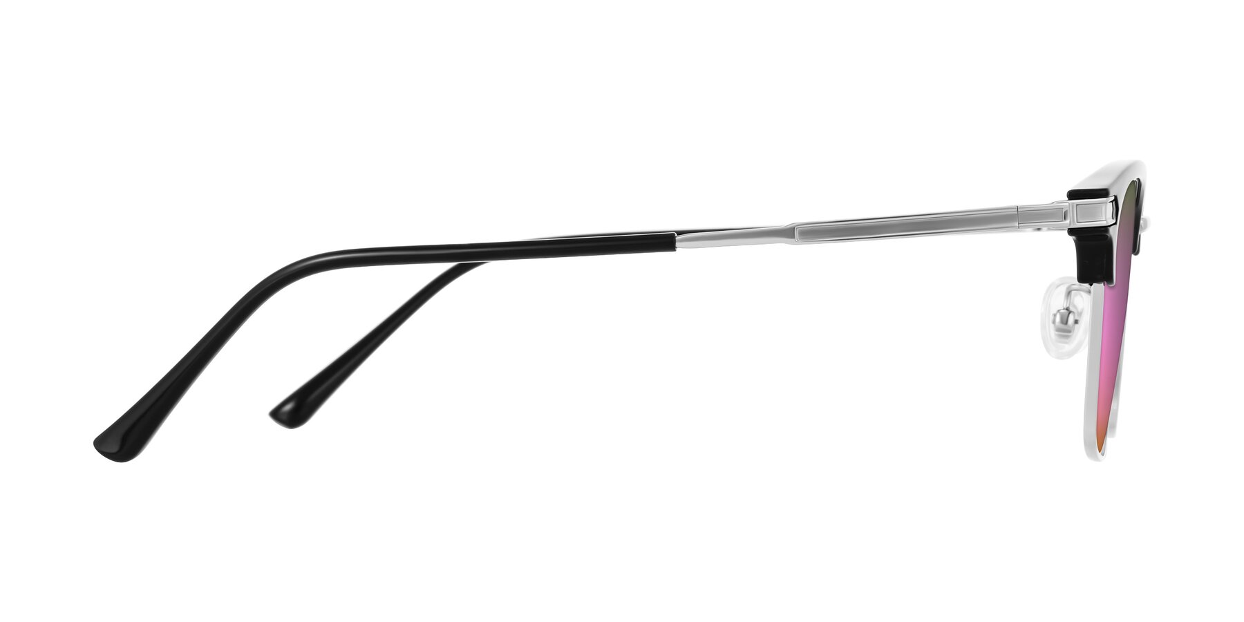 Side of Adsule in Black/Silver with Pink Mirrored Lenses